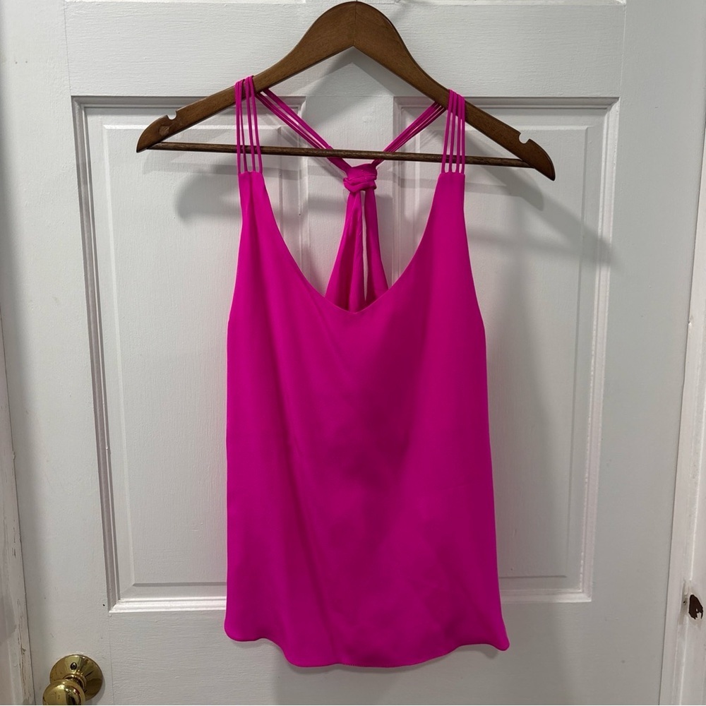 Amanda Uprichard Women’s 100% Silk Racerback Tank Size P/XS Hot Pink EUC Barbie